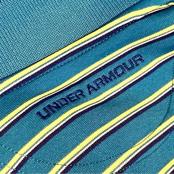 Under Armour Loose Heatgear Striped Short Sleeve Tech Performance Polo Size Lrg - Picture 5 of 9